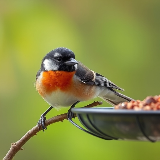 Crushed peanuts offered on feeding tray