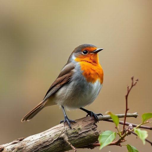 Curious robin hopping on patio stones