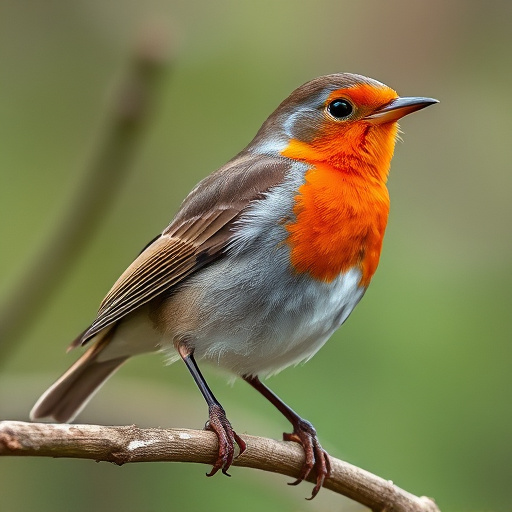 Curious robin hopping on patio stones