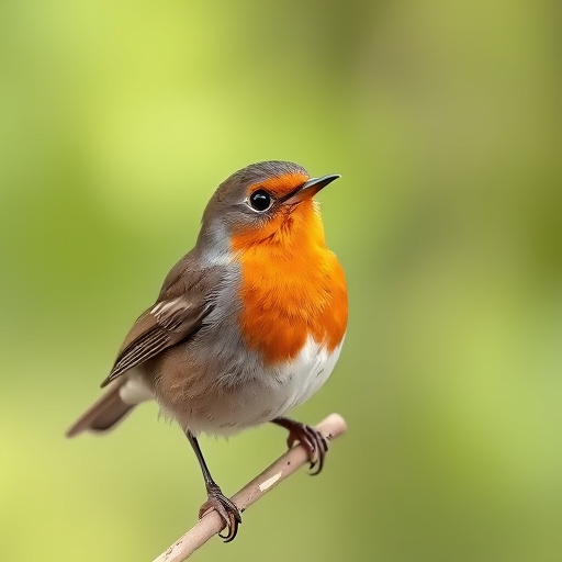 Curious robin hopping on patio stones
