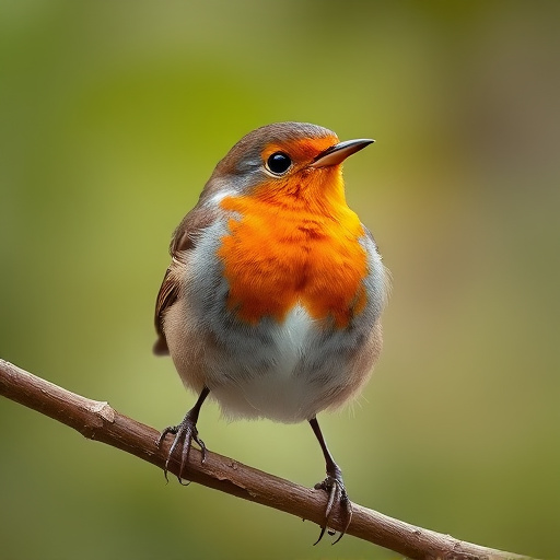 Curious robin hopping on patio stones