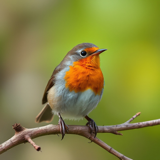 Curious robin hopping on patio stones
