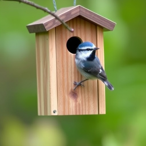 Decorative bird box in natural setting