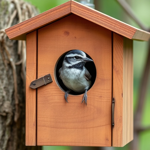 Decorative bird box in natural setting