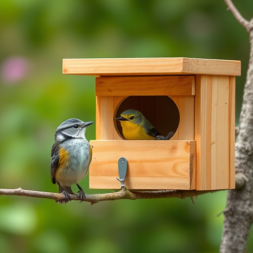 Decorative bird box in natural setting