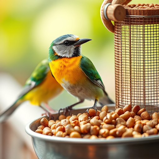 Discounted bird food stacked in store