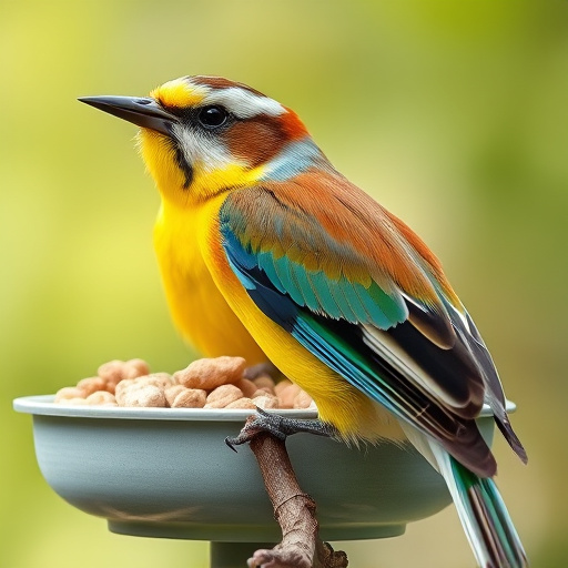 Dried fruits scattered on bird table
