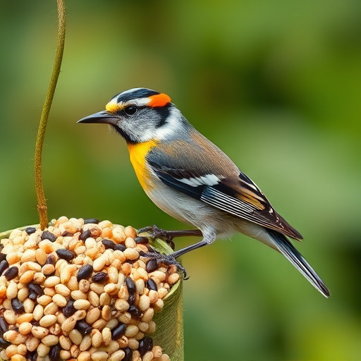 Dried mealworms next to seed mix