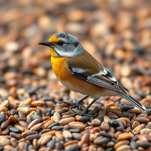 Dried mealworms next to seed mix