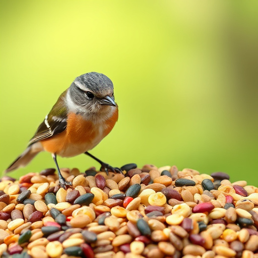 Dried mealworms next to seed mix