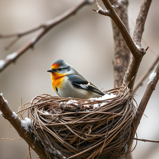 Empty bird nest in late summer
