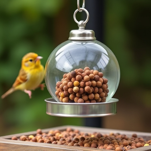 Fat ball bird feeder hanging from branch