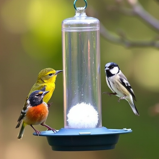 Fat balls stacked in wire bird feeder