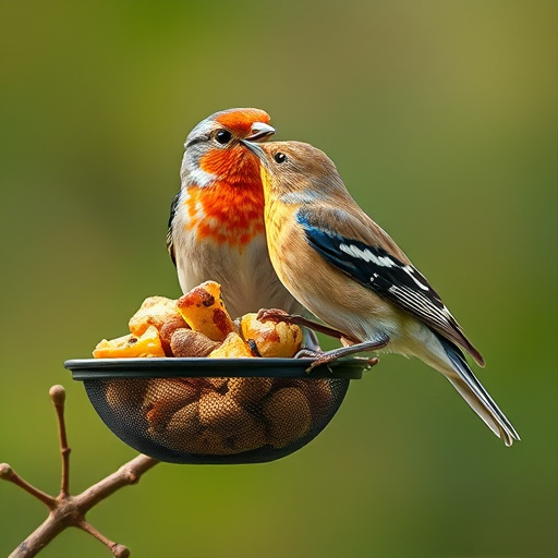 Fat pellets on wooden bird table