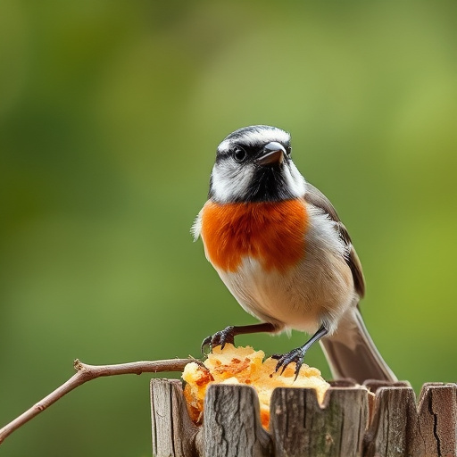 Fat pellets on wooden bird table