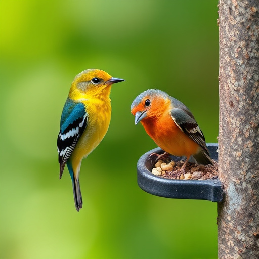 Fat pellets placed on bird table