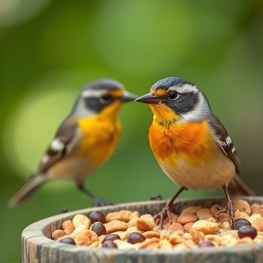 Fat pellets placed on bird table