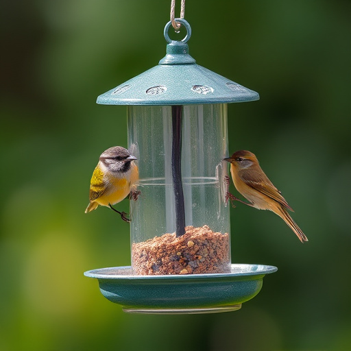 Feeding station with small bird silhouettes