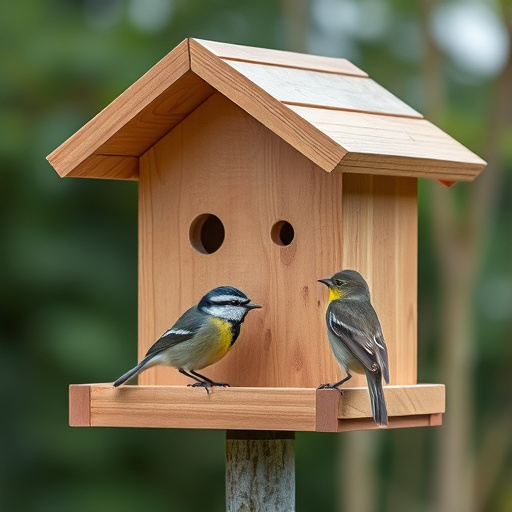 Feeding station with small bird silhouettes