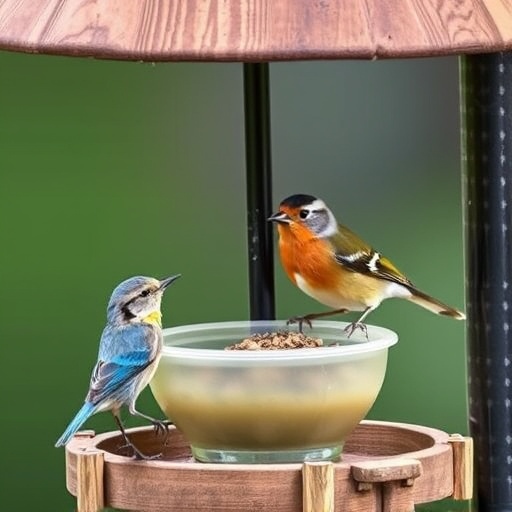 Feeding station with small bird silhouettes