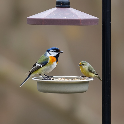Feeding station with small bird silhouettes