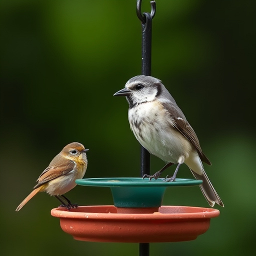 Feeding station with small bird silhouettes