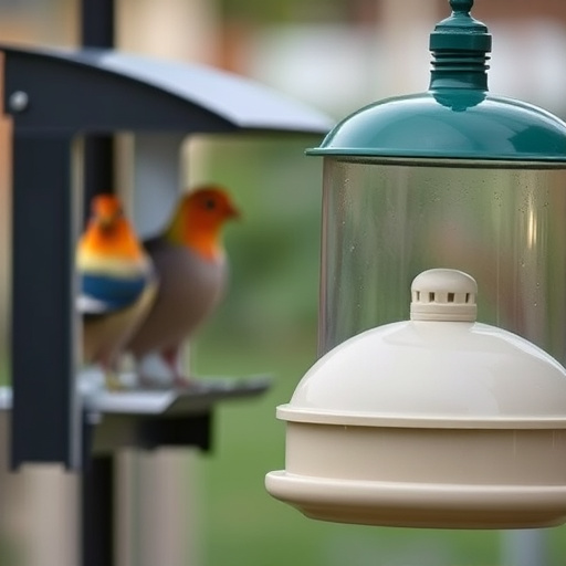 Feeding station with small bird silhouettes
