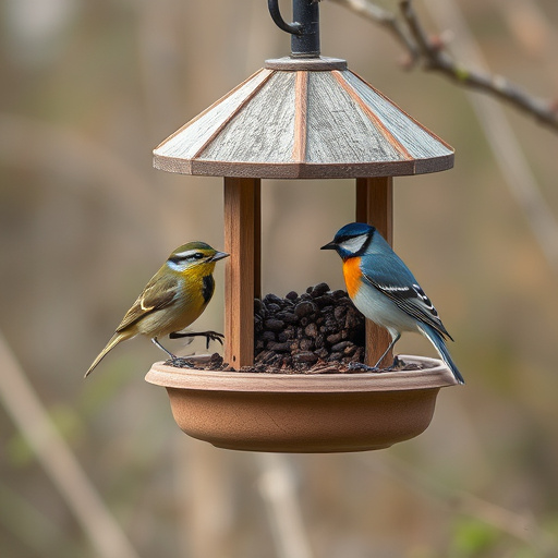 Feeding station with small bird silhouettes