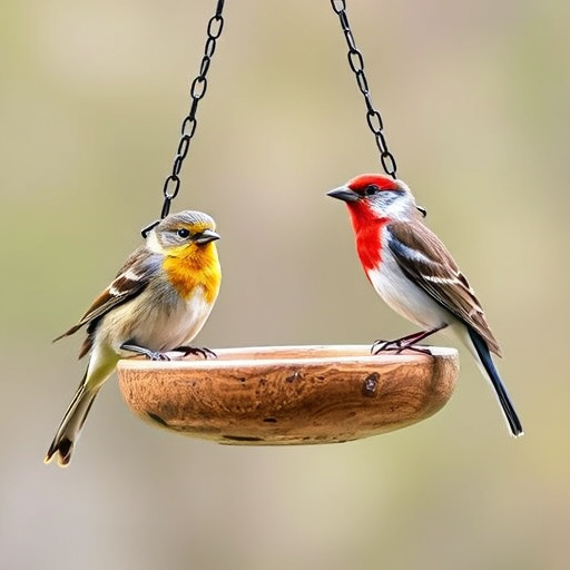 Finches eating from hanging bird table