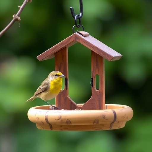 Finches eating from hanging bird table