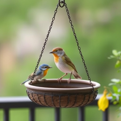 Finches eating from hanging bird table