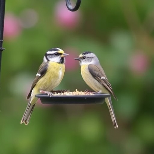Finches eating niger seed mix