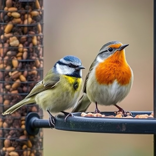 Finches eating niger seed mix