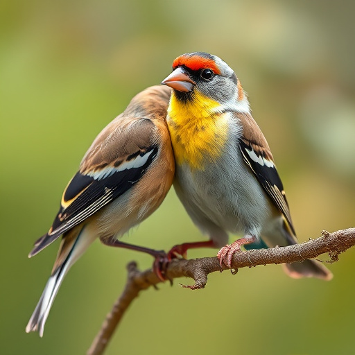 Flock of finches on nyjer feeder