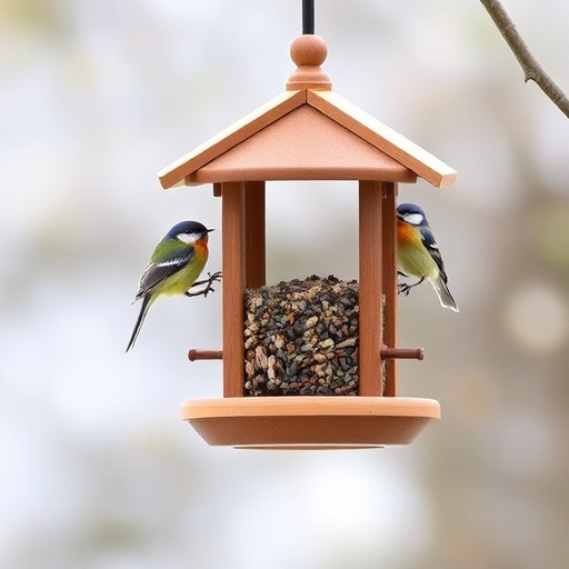 Freestanding bird table with pitched roof