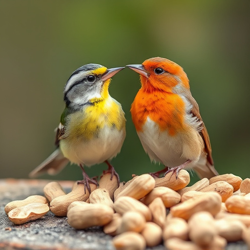 Fresh bird peanuts in rustic storage sack