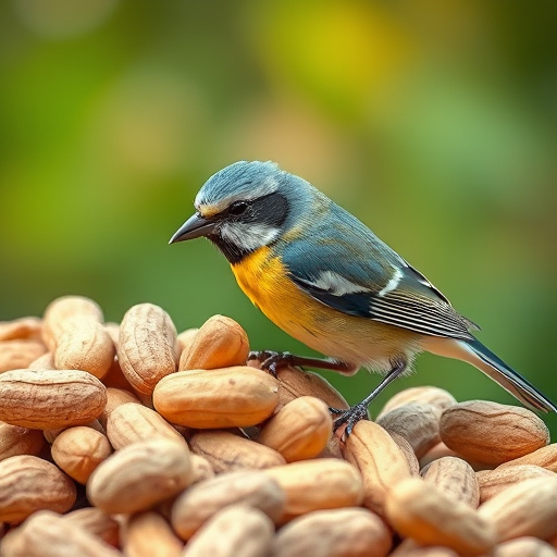Fresh bird peanuts in rustic storage sack