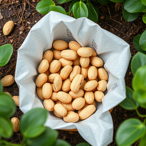 Fresh bird peanuts in rustic storage sack