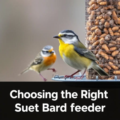 Frost-covered suet feeder in winter garden