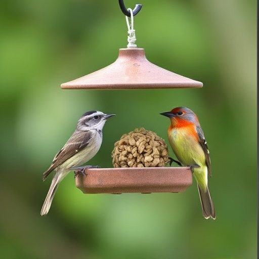 Frost-covered suet feeder in winter garden