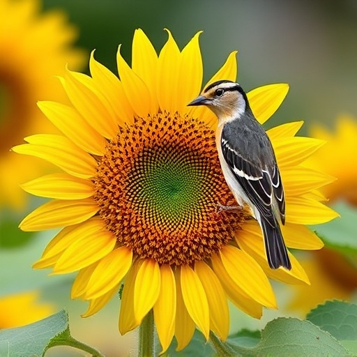 Garden bird table with sunflower seeds