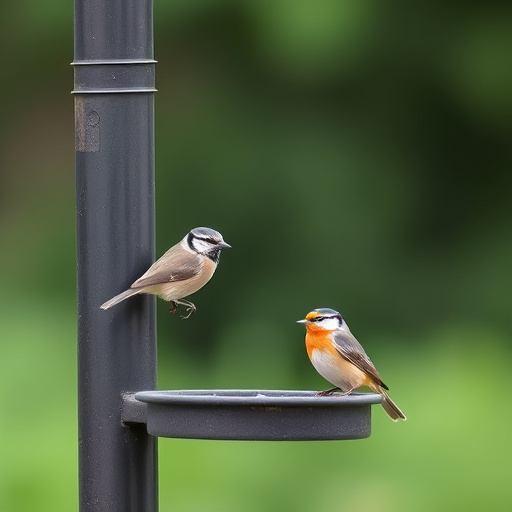 Garden birds feeding at feeder station
