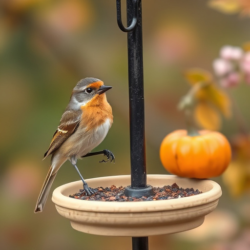 Garden birds feeding on sunflower seeds