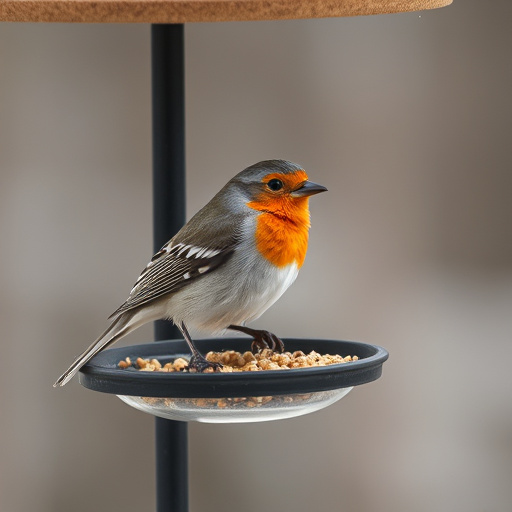 Garden birds gathered around peanut feeder