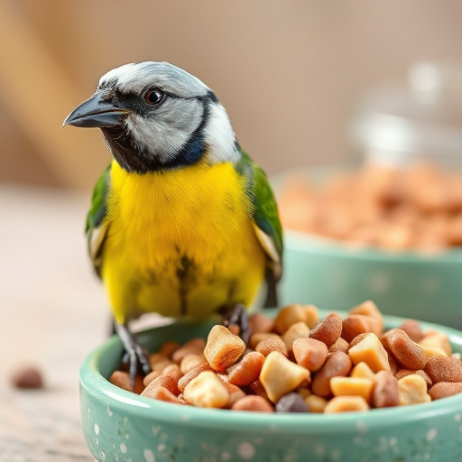 Garden birds near bulk seed bag