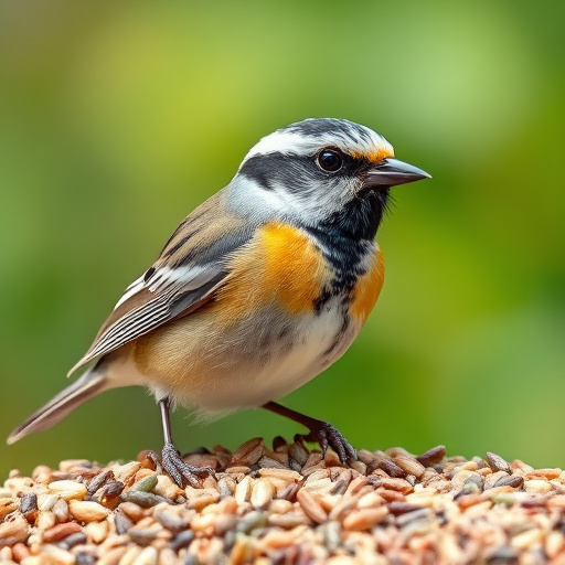 Garden birds near bulk seed bag