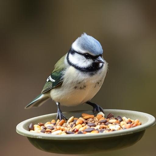 Garden birds on spacious bird table