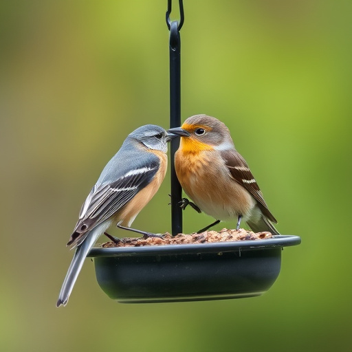 Garden birds on spacious bird table