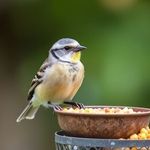 Garden birds perching on feeder tray