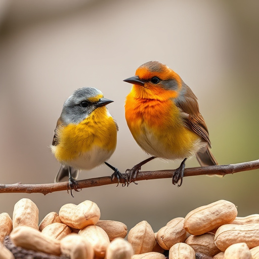 Garden feeder filled with bird peanuts